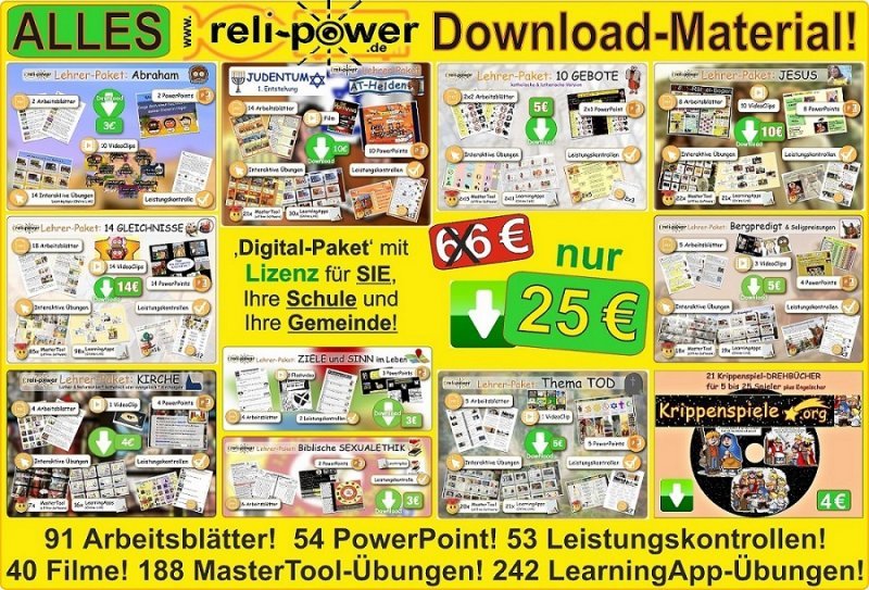 ALLES Download-Material von Reli-Power! Also ALLE 10 Lehrer-Pakete!